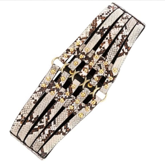 Womens Faux Leather 5 Metal Rings Wide Waist Belt main image 6
